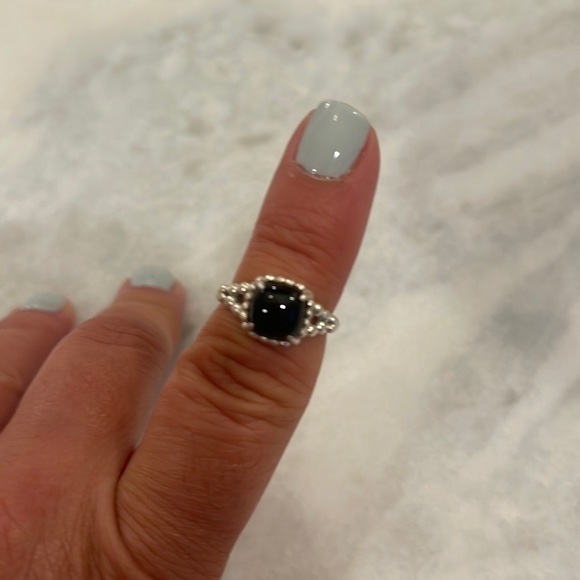 Pandora Jewelry - Pandora Black Crystal Ring Size 4 1/2 Silver Band